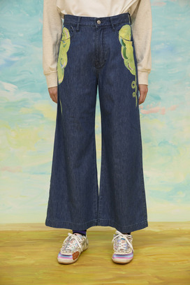 62.Print denim pants