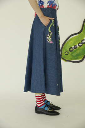 60.Print denim skirt 詳細画像