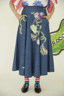 60.Print denim skirt 詳細画像