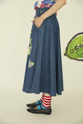 60.Print denim skirt 詳細画像