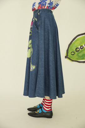 60.Print denim skirt 詳細画像