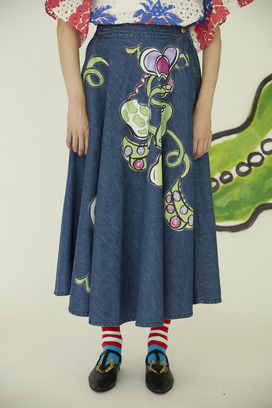 60.Print denim skirt 詳細画像