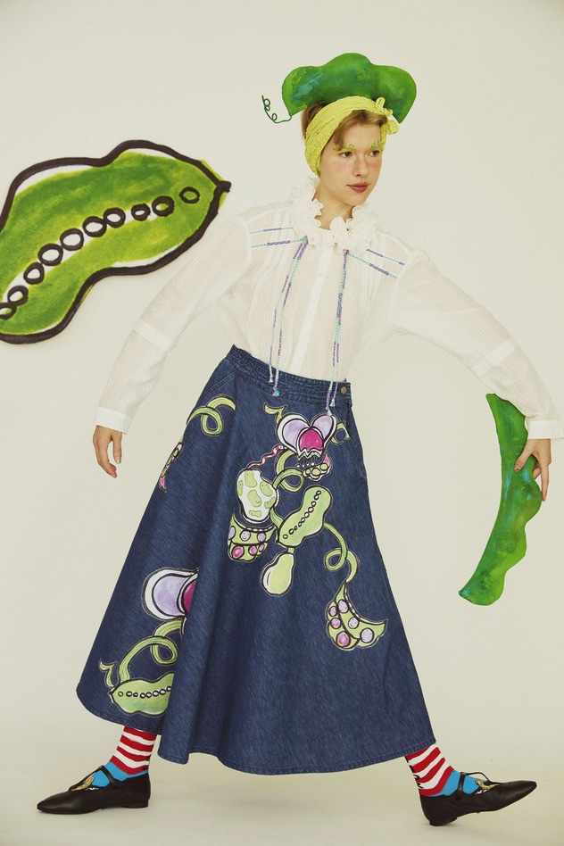 60.Print denim skirt 詳細画像 blue 1