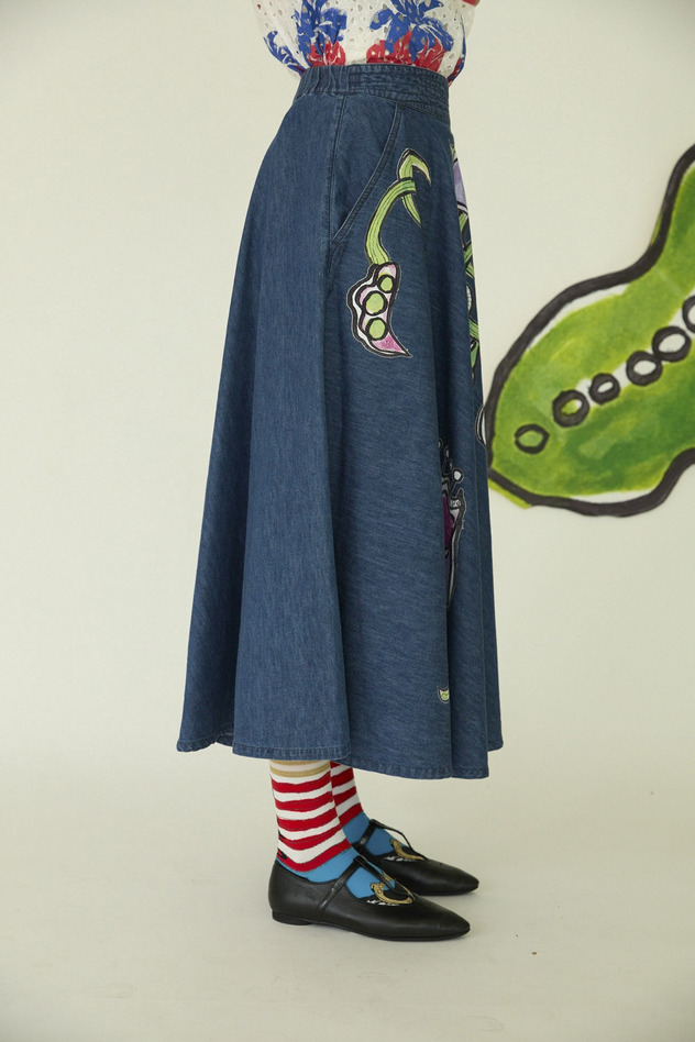 60.Print denim skirt 詳細画像 blue 12