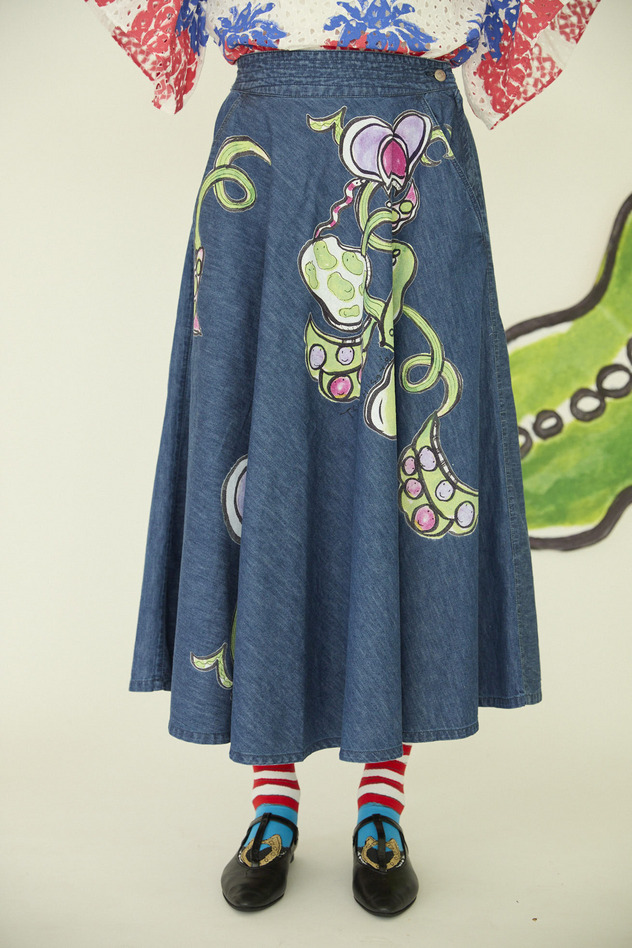 60.Print denim skirt 詳細画像 blue 3