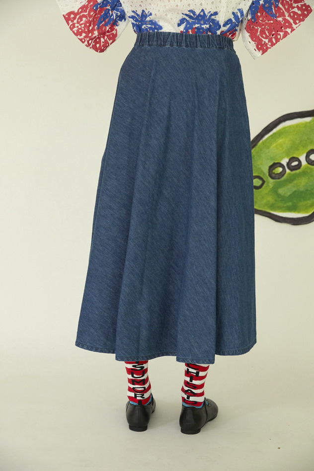 60.Print denim skirt 詳細画像 blue 9