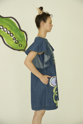 61.Print denim dress 詳細画像