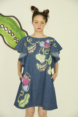 61.Print denim dress 詳細画像