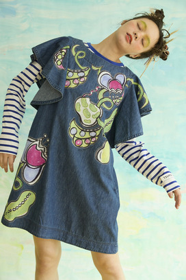 61.Print denim dress 詳細画像