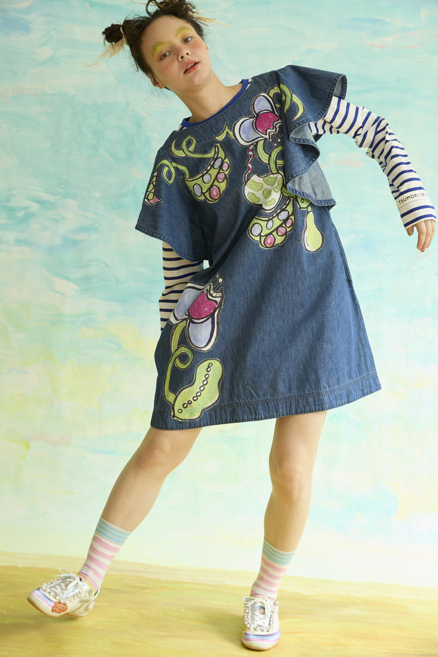 61.Print denim dress 詳細画像 blue 3