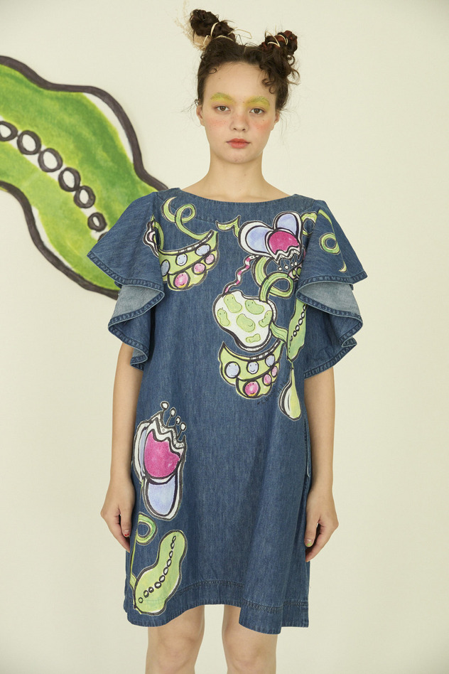61.Print denim dress 詳細画像 blue 5