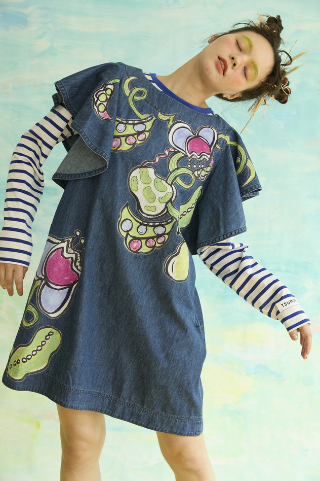 61.Print denim dress 詳細画像 blue 1