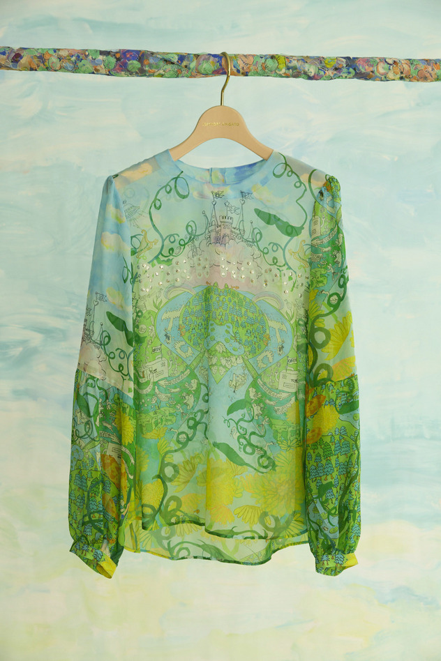 42.Born happy blouse 詳細画像 light blue &times; green 6