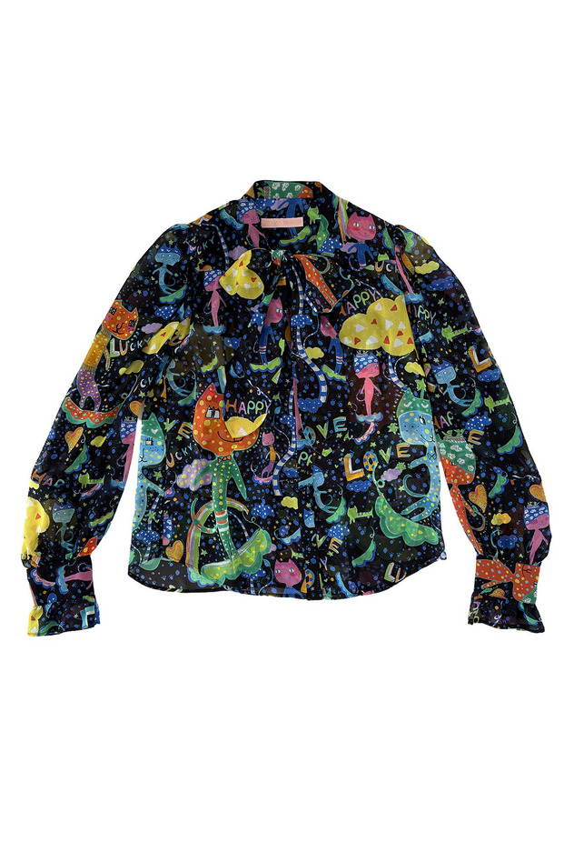 29.Mame neko blouse 詳細画像 black 1