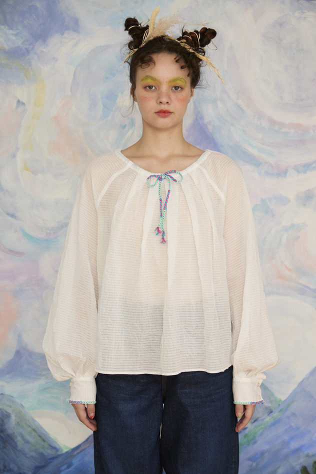 16.Shadow border blouse 詳細画像 off white 1