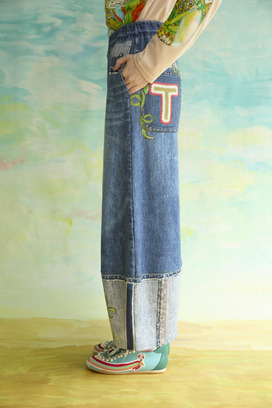 63.Bean denim print pants 詳細画像