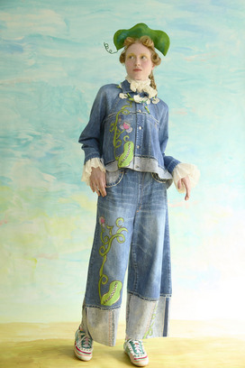 63.Bean denim print pants 詳細画像