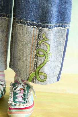 63.Bean denim print pants 詳細画像