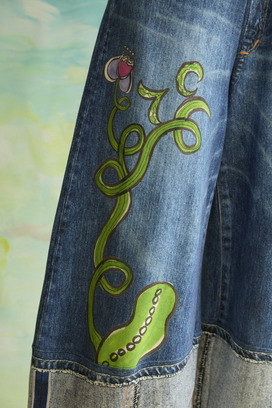 63.Bean denim print pants 詳細画像