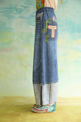 63.Bean denim print pants 詳細画像