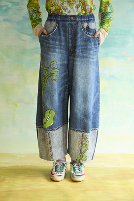 63.Bean denim print pants 詳細画像