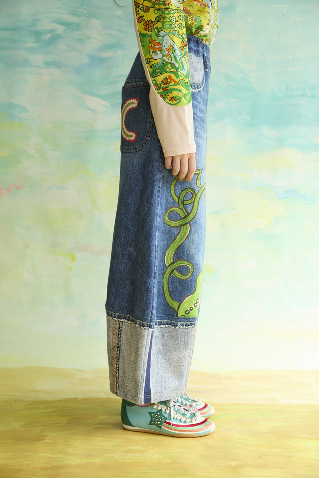 63.Bean denim print pants 詳細画像 blue 14