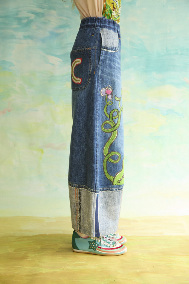 63.Bean denim print pants 詳細画像 blue 15