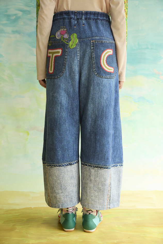 63.Bean denim print pants 詳細画像 blue 2