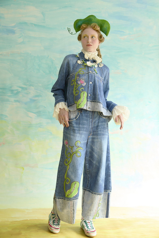63.Bean denim print pants 詳細画像 blue 4
