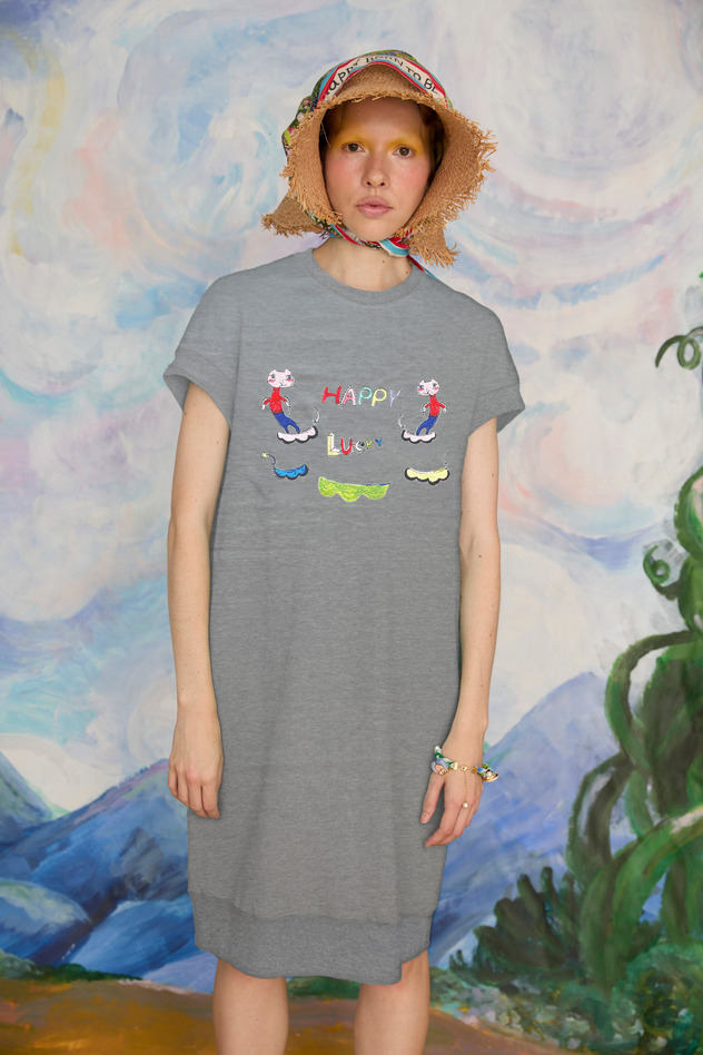 23.Happy lucky embroidery urake dress 詳細画像 gray 1