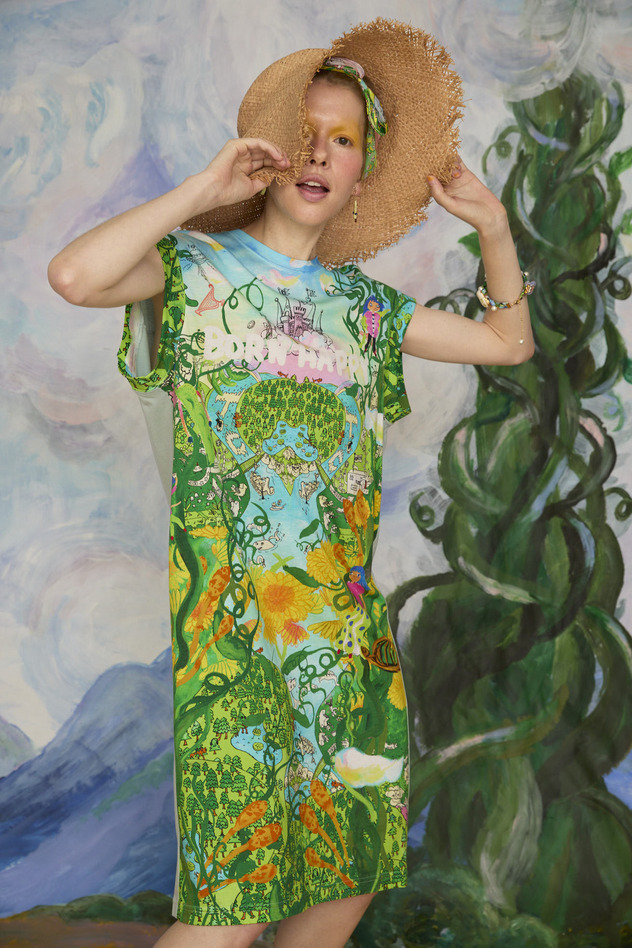 48.Born happy jersey dress 詳細画像 light blue &times; green 2
