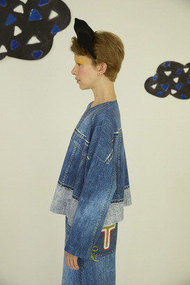 65.Bean denim print tops 詳細画像