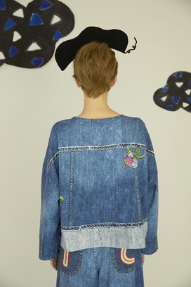 65.Bean denim print tops 詳細画像