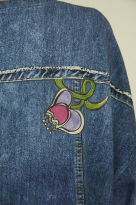 65.Bean denim print tops 詳細画像