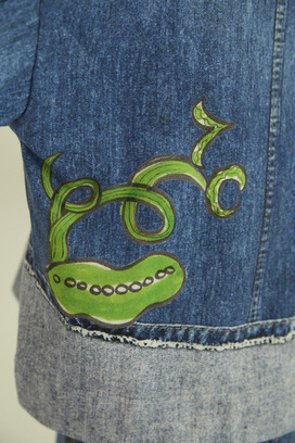 65.Bean denim print tops 詳細画像