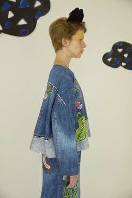 65.Bean denim print tops 詳細画像