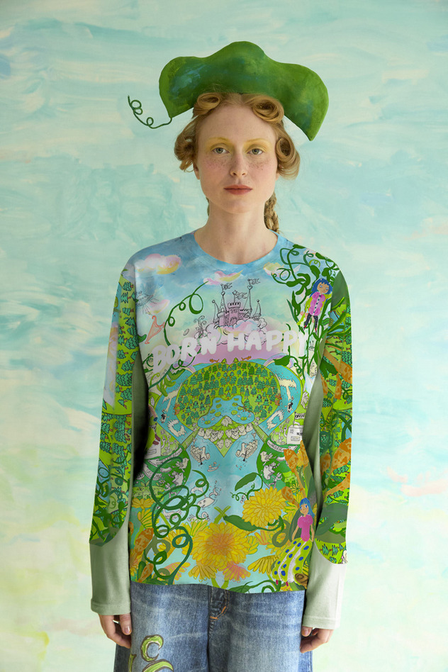 47.Born happy jersey longsleeve T-shirt 詳細画像 light blue &times; green 1