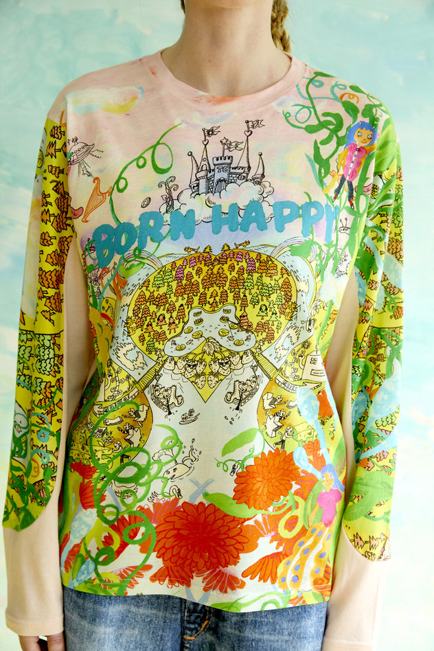 47.Born happy jersey longsleeve T-shirt 詳細画像 pink &times; light green 1