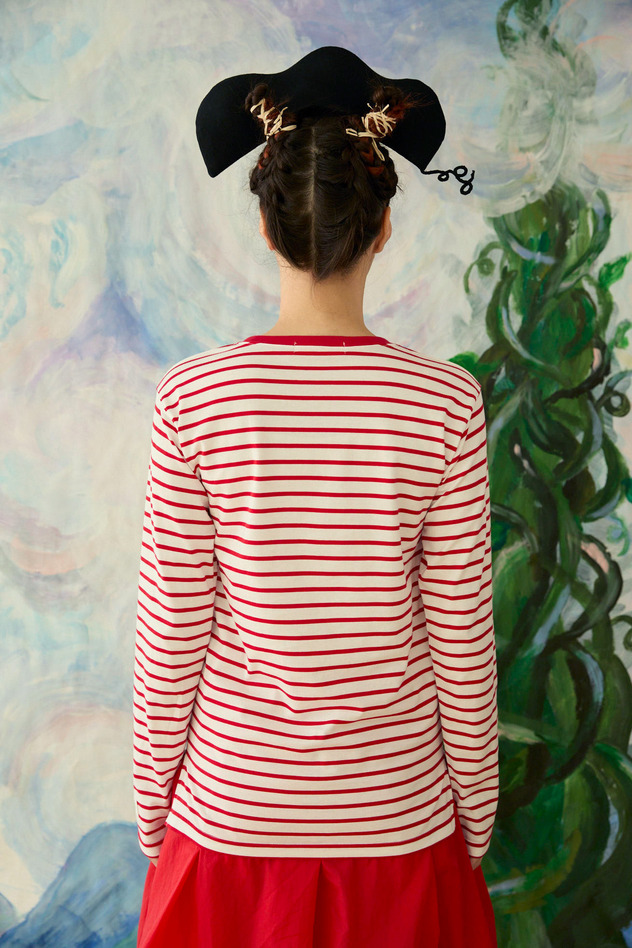 110.Jack coad embroidery longsleeve T-shirt 詳細画像 white &times; blue 2