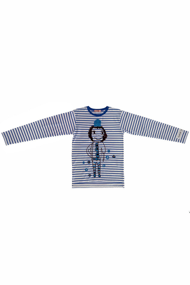 110.Jack coad embroidery longsleeve T-shirt 詳細画像 white &times; blue 1