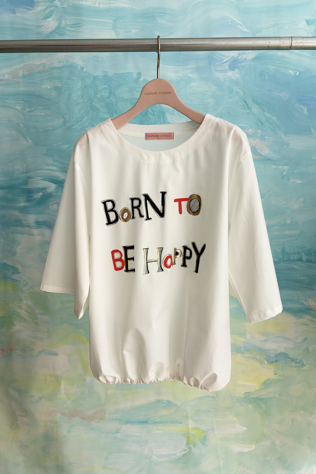 19.Born to be happy print tops 詳細画像 off white 7