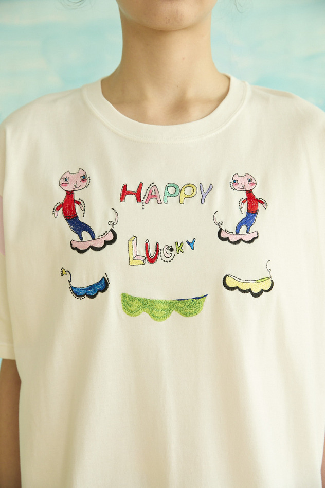 21.Happy lucky embroidery T-shirt 詳細画像 off white 5