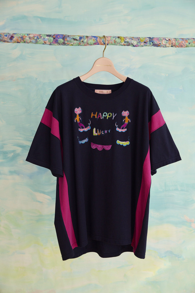 21.Happy lucky embroidery T-shirt 詳細画像 navy 1