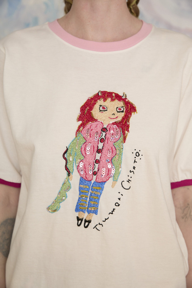 51.ONIKO embroidery T-shirt 詳細画像 off white 1