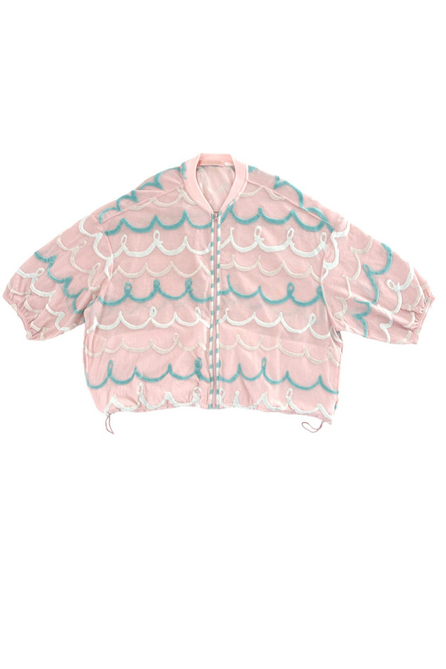 108.Kurukuru border JQ zip-up tops 詳細画像 pink 1