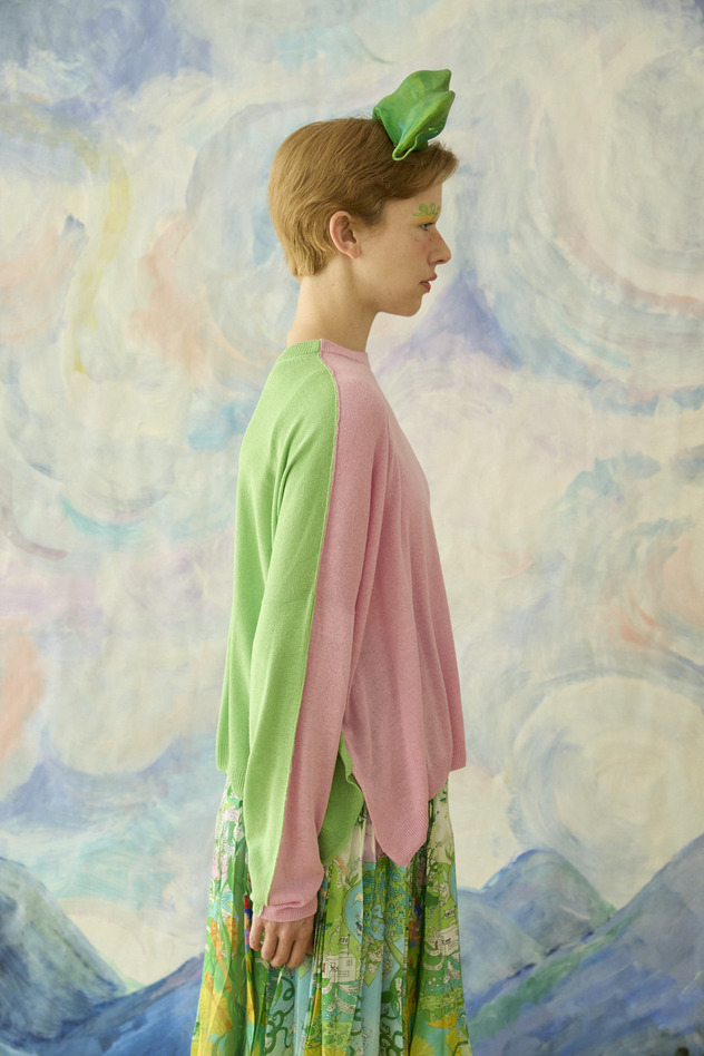 24.Silk knit 詳細画像 light blue &times; yellow 2