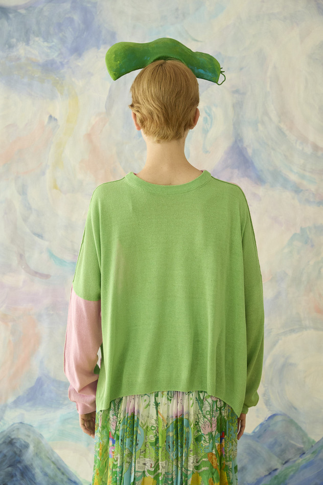 24.Silk knit 詳細画像 light blue &times; yellow 3