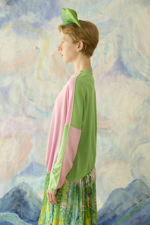 24.Silk knit 詳細画像 light blue &times; yellow 4