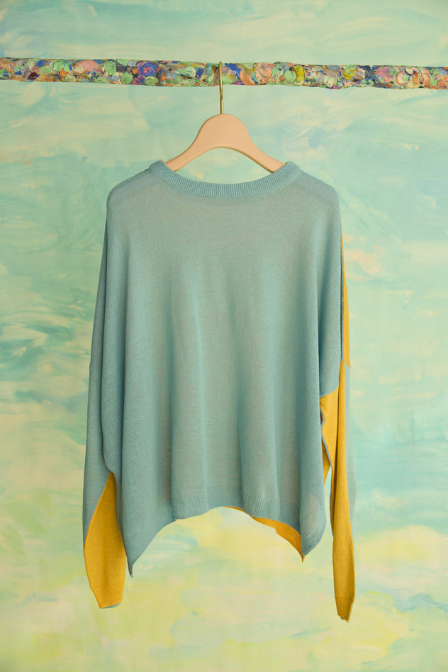 24.Silk knit 詳細画像 light blue &times; yellow 1