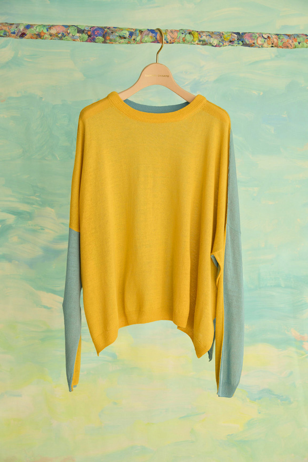 24.Silk knit 詳細画像 light blue &times; yellow 2